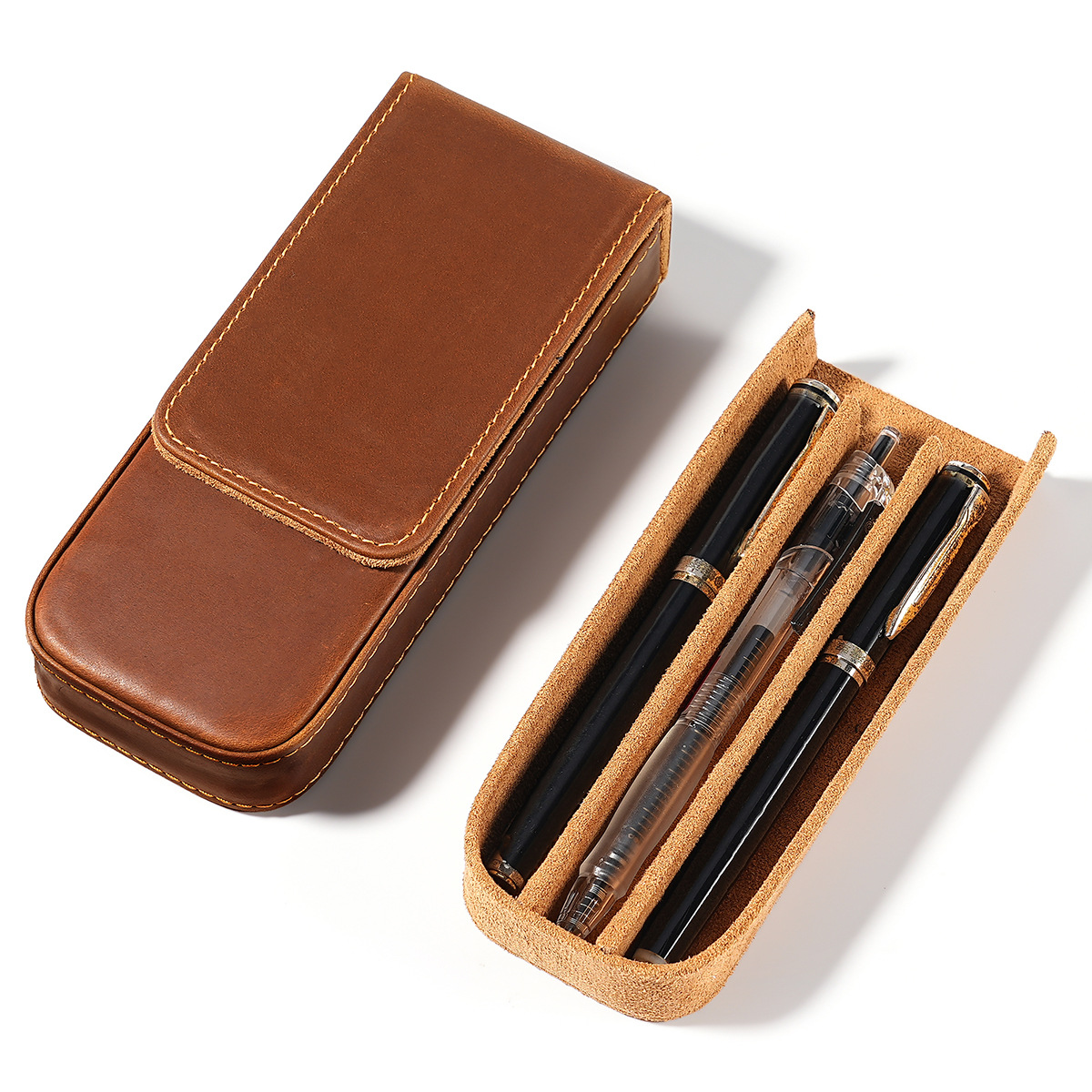 3 Slot Geniue Cowhide Pen Penc - Men Accessories Drawer บทวิจารณ์และราคา