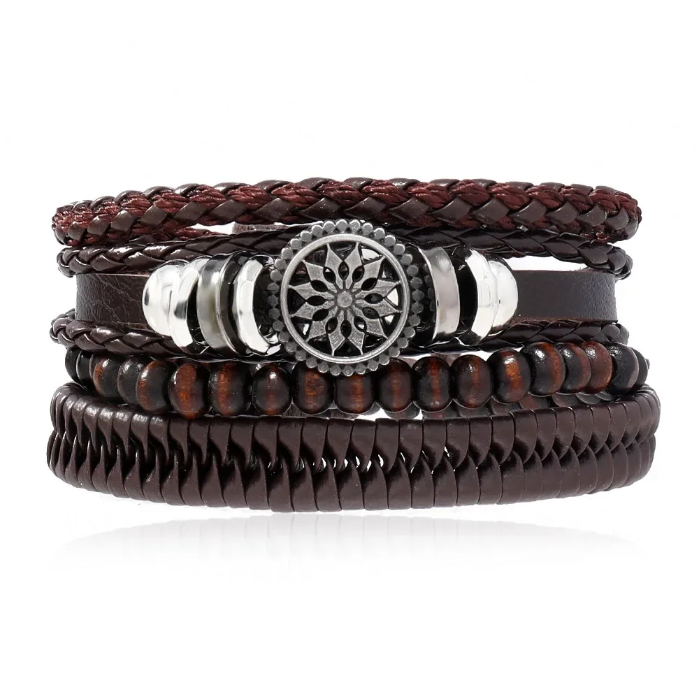 4pcs Set Black Leather Hand-kn - Men Accessories Style บทวิจารณ์และราคา