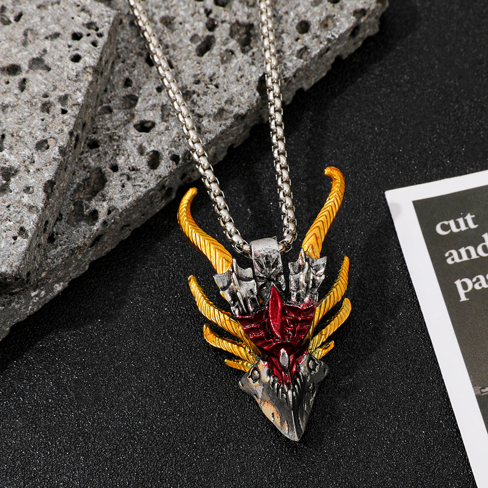 Retro Hip-Hop Evil Dragon Head - Men Accessories Jewelry บทวิจารณ์และราคา
