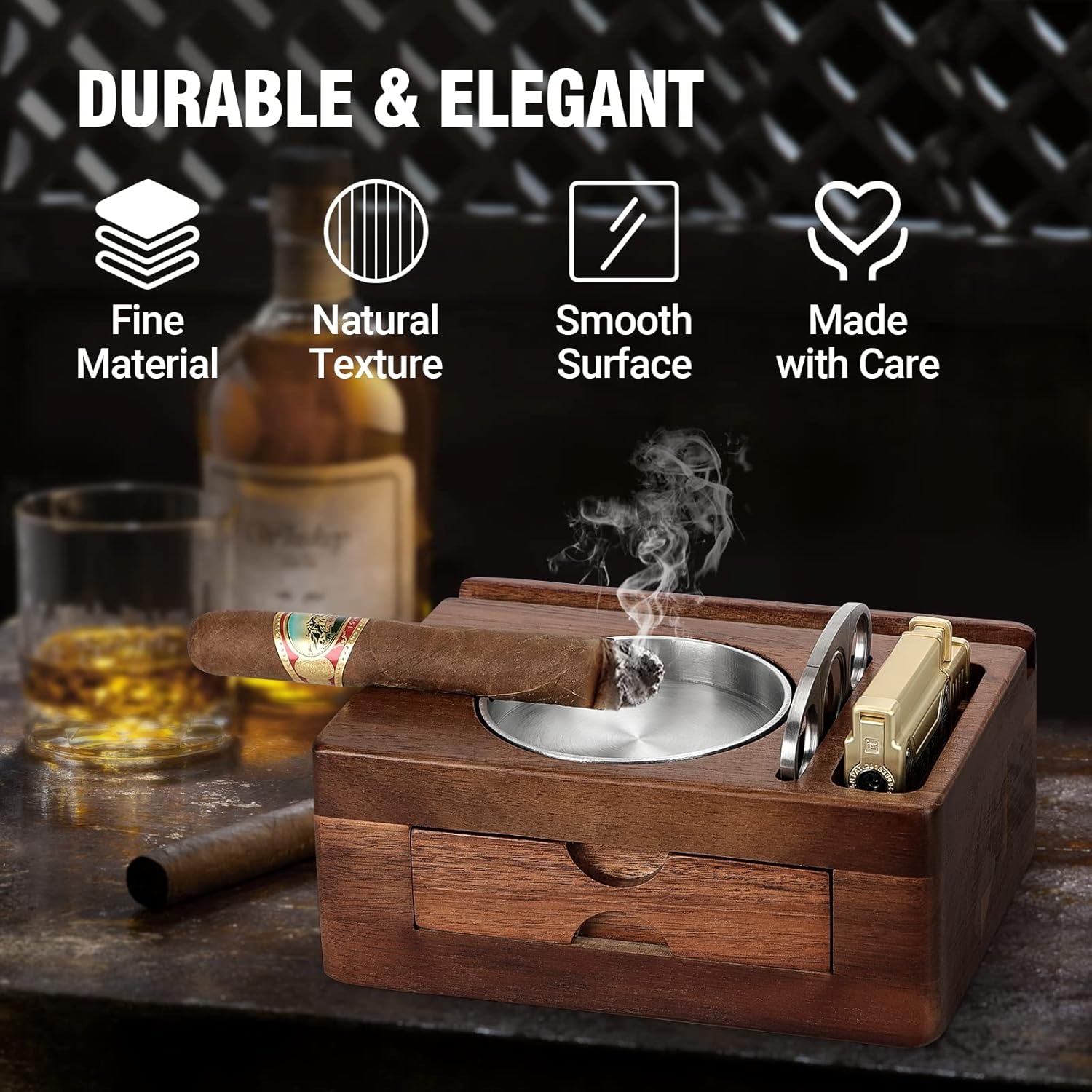Wooden Ashtrays with Phone Tab - Men Accessories Drawer บทวิจารณ์และราคา