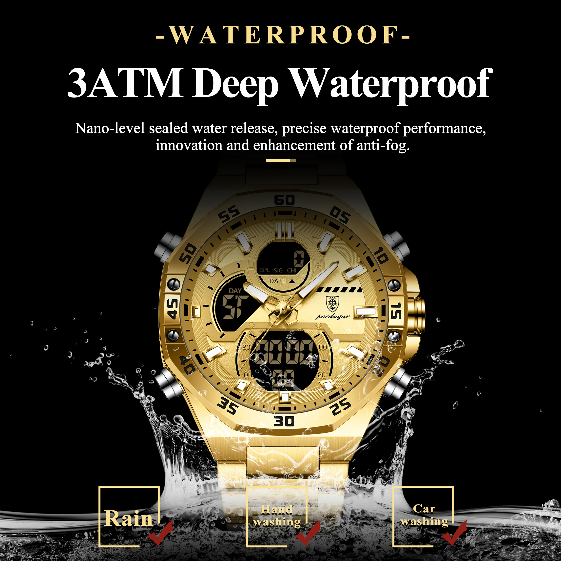 POEDAGAR Sport Men Watch LED W - Men Accessories Jewelry บทวิจารณ์และราคา