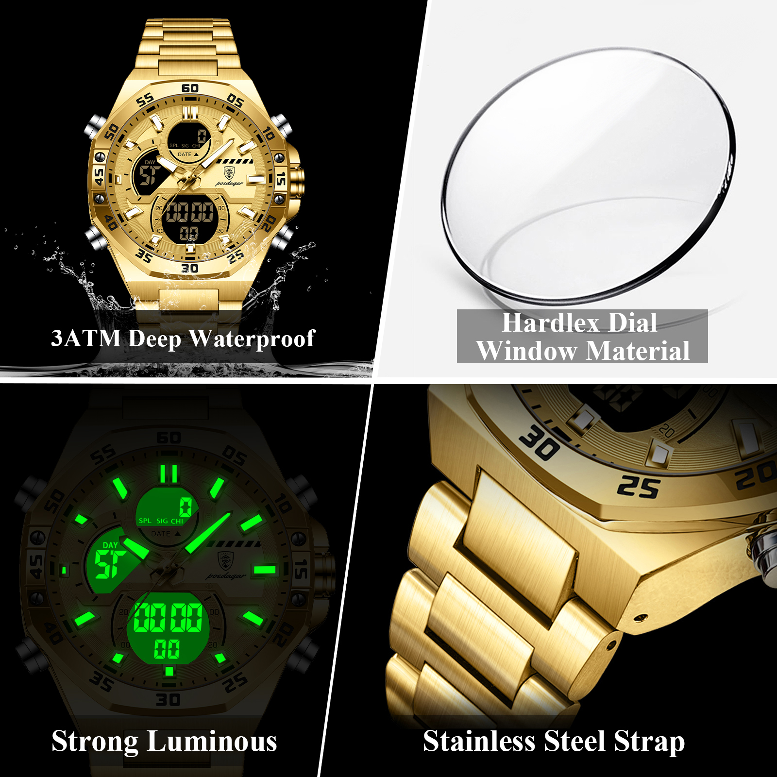 POEDAGAR Sport Men Watch LED W - Men Accessories Jewelry บทวิจารณ์และราคา