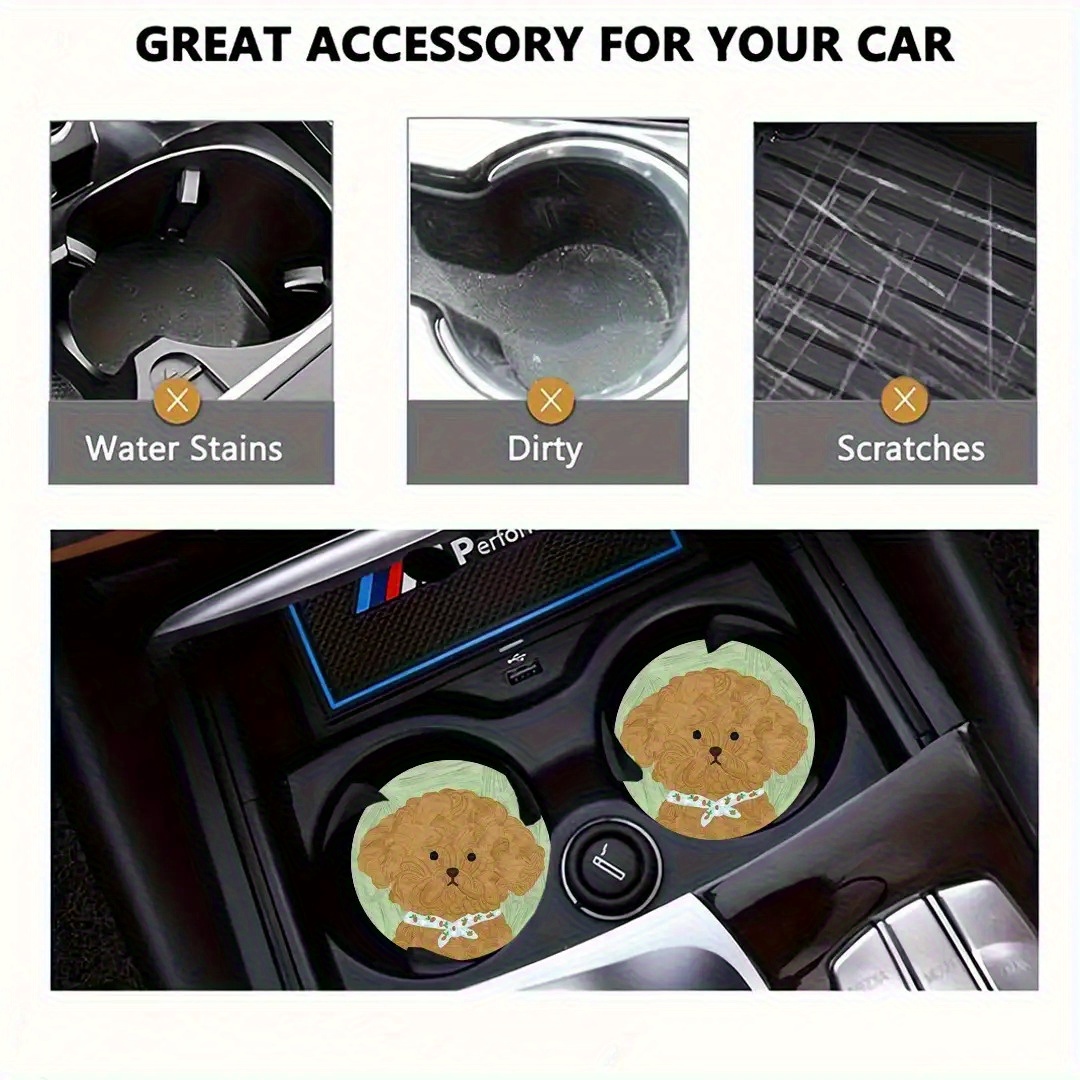 1 cute dog print car coaster,  - Men'S Accessories Office บทวิจารณ์และราคา