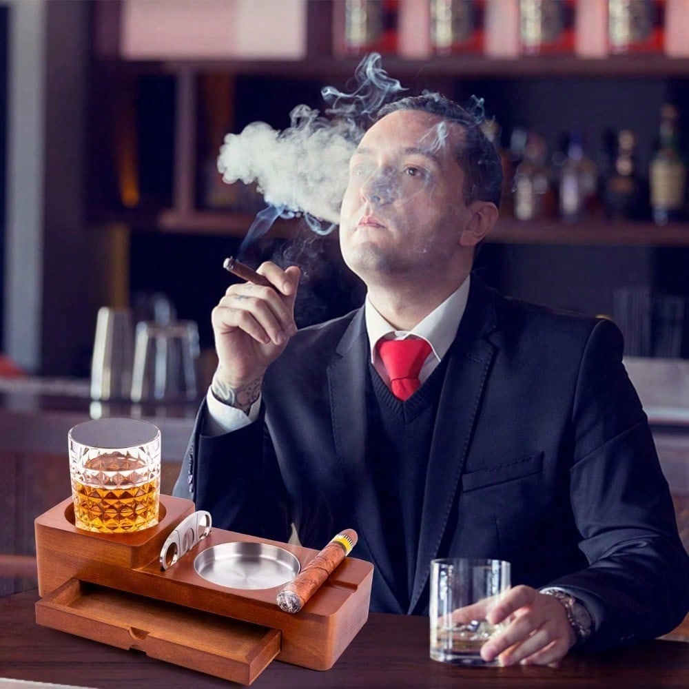 Cigar Ashtray Coaster Whiskey  - Men Accessories Drawer บทวิจารณ์และราคา