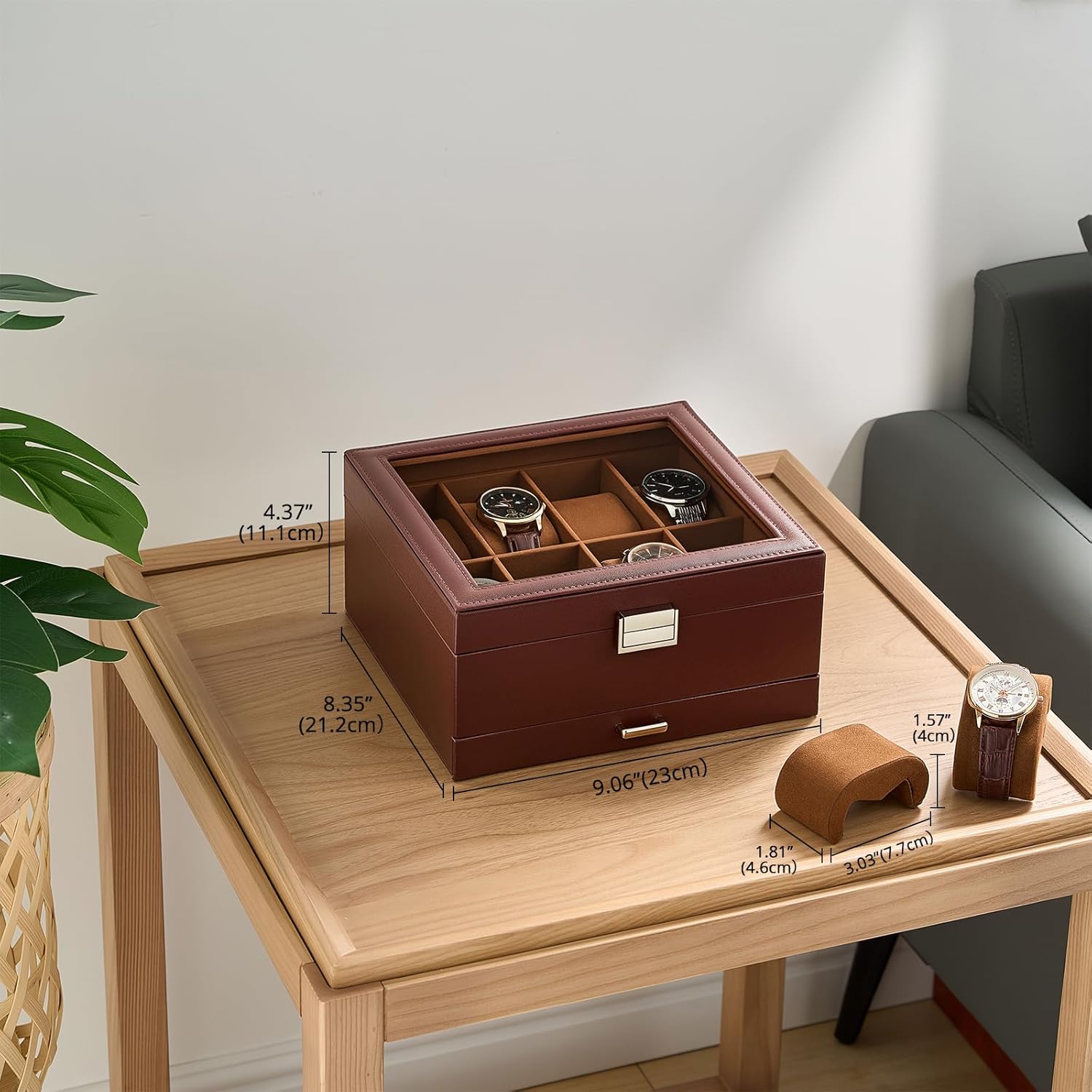 8 Slot Watch Box with Glass Li - Men Accessories Drawer บทวิจารณ์และราคา