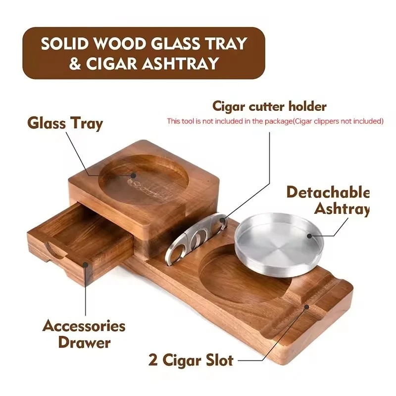 Wooden Cigar Ashtray with Draw - Men Accessories Drawer บทวิจารณ์และราคา