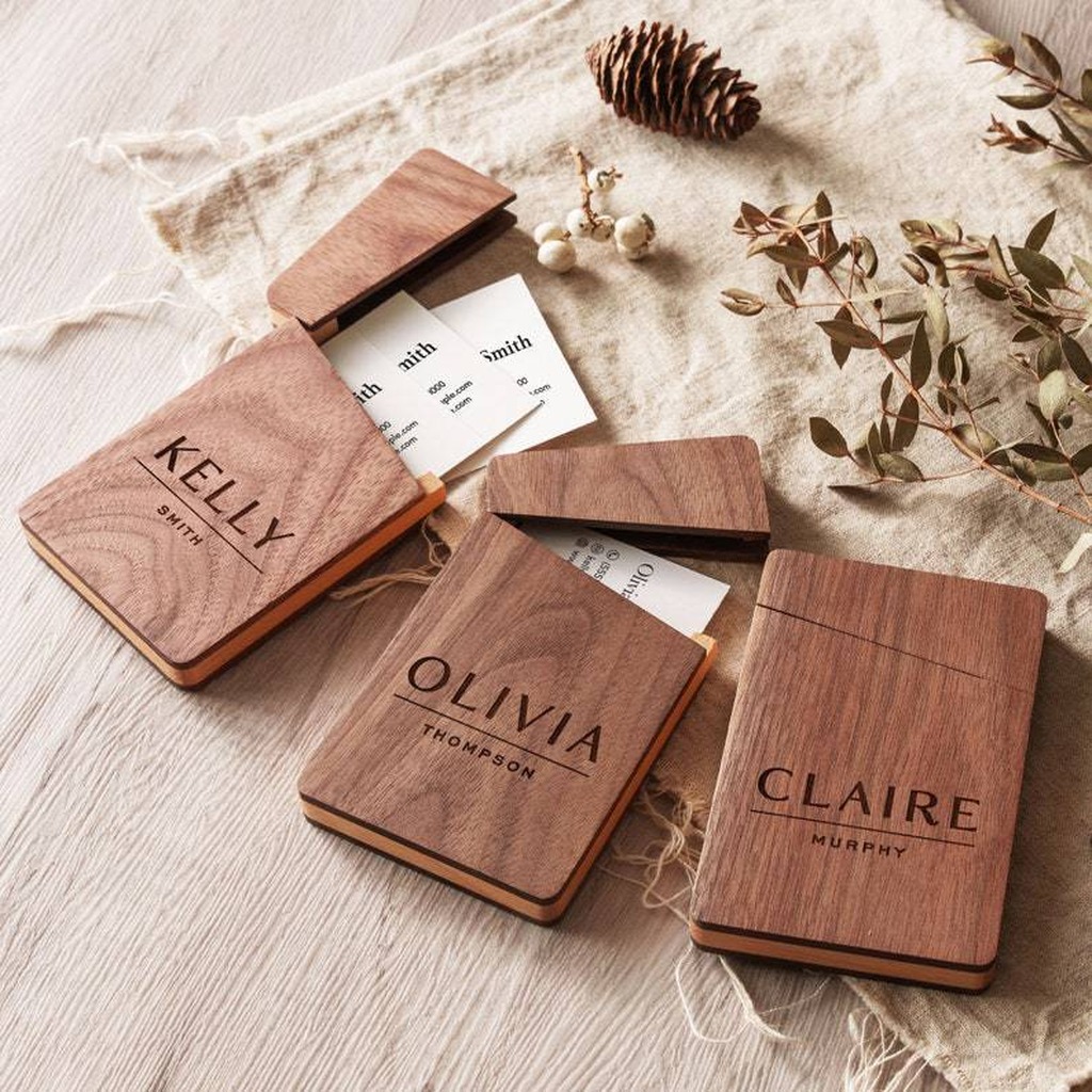 Business Card Holder Wooden Of - Men'S Accessories Office บทวิจารณ์และราคา