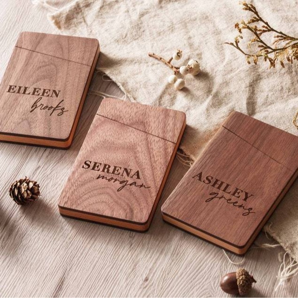 Business Card Holder Wooden Of - Men'S Accessories Office บทวิจารณ์และราคา