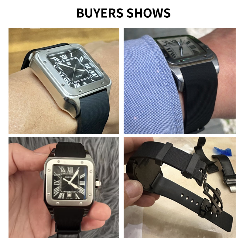 Black Blue Silicone Watch Stra - Men'S Accessories Cartier บทวิจารณ์และราคา