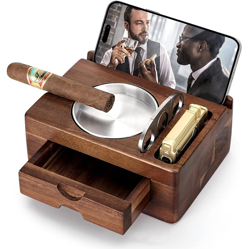 Wooden Cigar Ashtray Set Ashtr - Men Accessories Drawer บทวิจารณ์และราคา