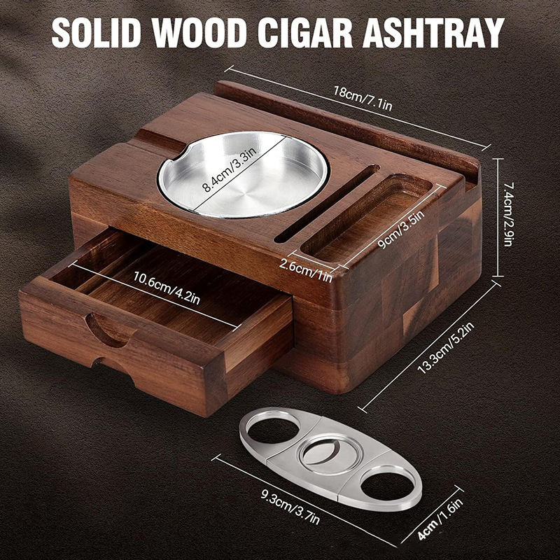 Wooden Cigar Ashtray Set Ashtr - Men Accessories Drawer บทวิจารณ์และราคา